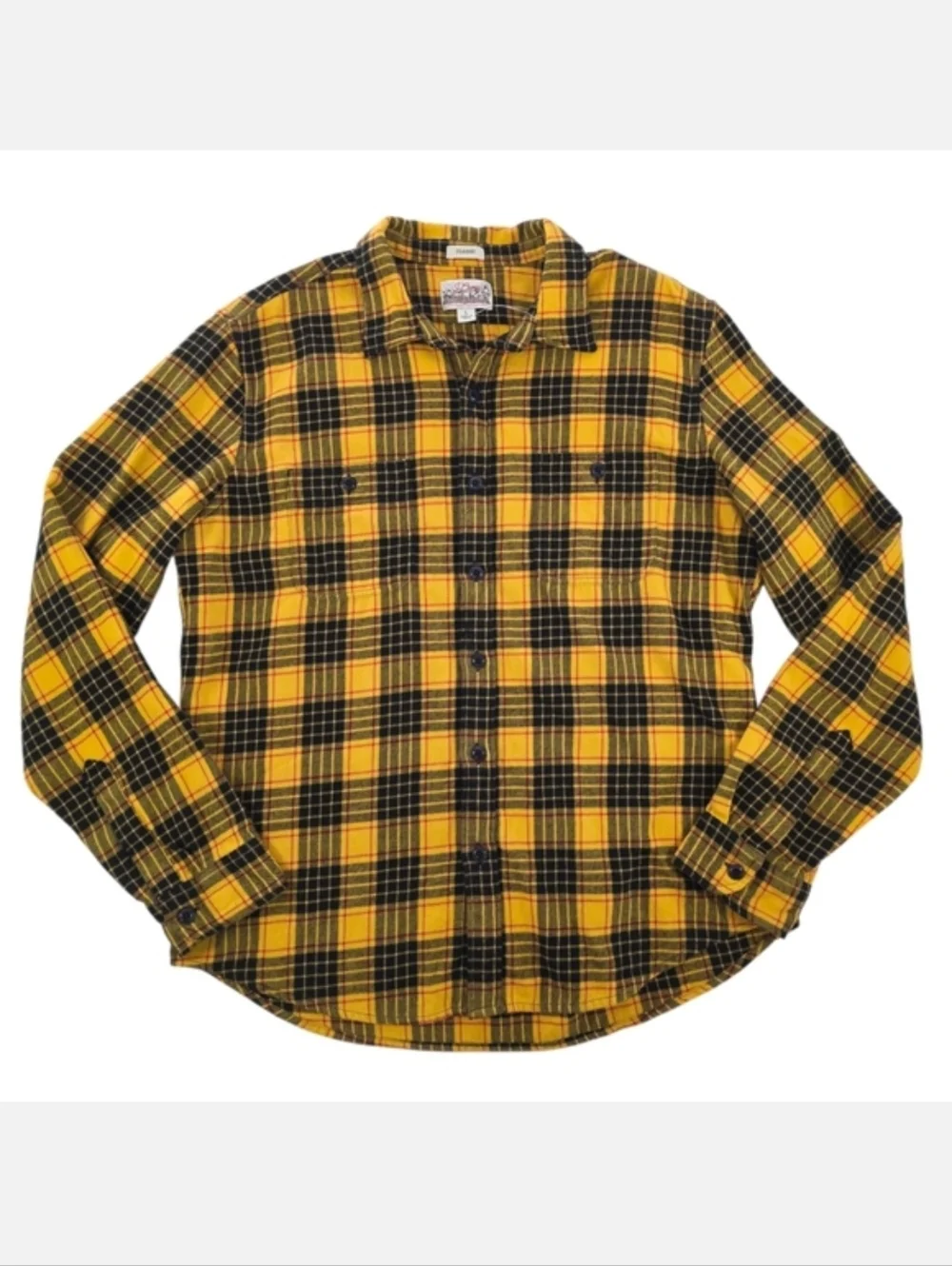 J.Crew Flannel Shirt Men L Yellow Plaid Midweight Button Down Classic Fit NWOT